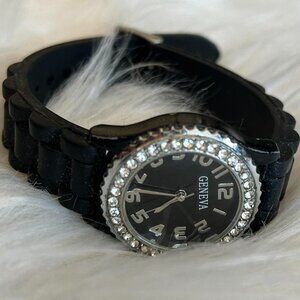 Black and silver Geneva watch